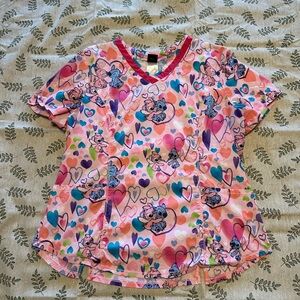 Disney Pink and Blue Scrub Top Lilo and Stitch